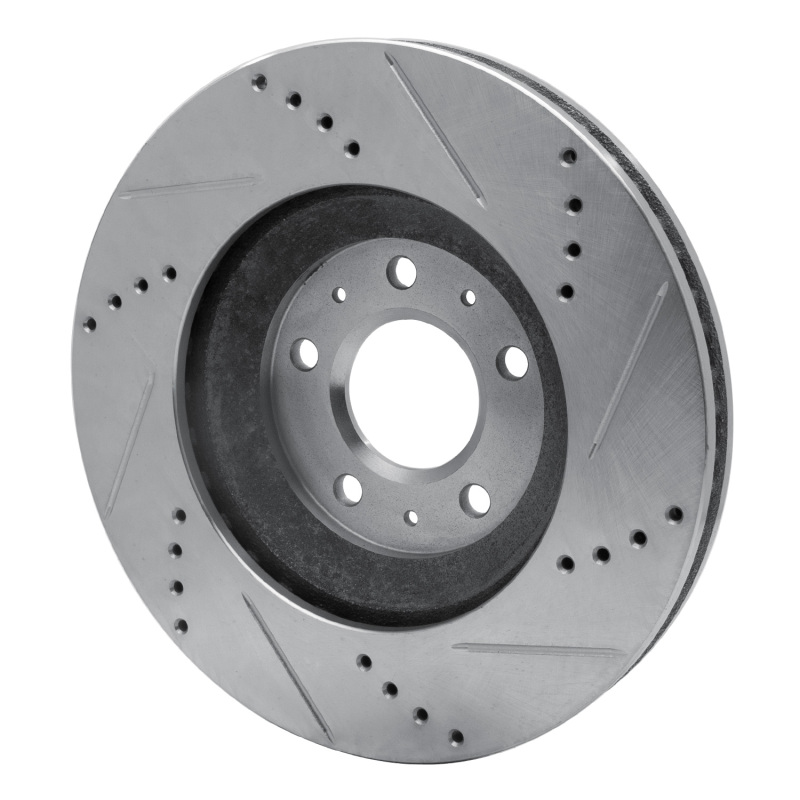 Cadillac CTS Brake Rotor (1) - Front Left - R1 Concepts - Drilled & Slotted - Silver - `04-`08
